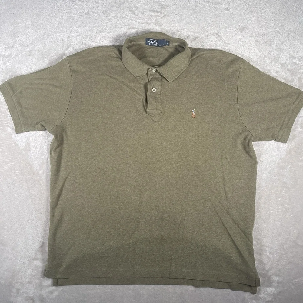 Polo Ralph Lauren Vtg‎ Polo Shirt Mens Lg Brown Flesh Pony Short Sleeve Preppy